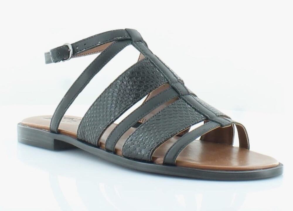 NATURALIZER Womens Black Snakeskin Fianna Block Heel Leather Sandals 7m